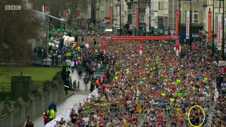 Look, I'm on TV Mum! (in yellow)