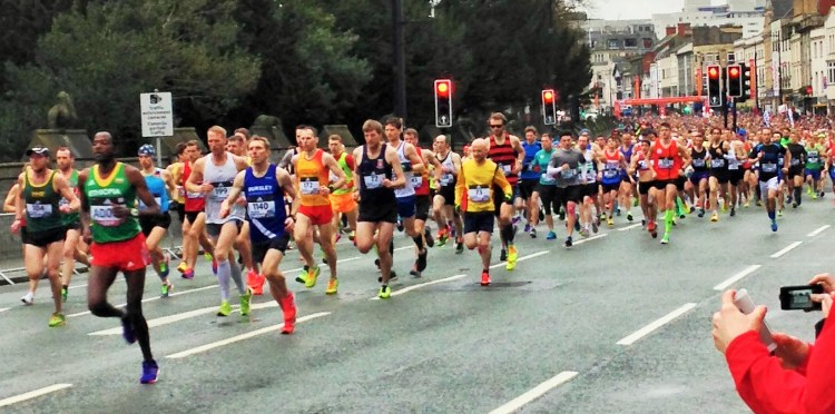 Off we go - only 10m behind Adola of Ethiopia!