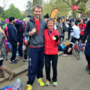 London Marathon Finish Simon Katy